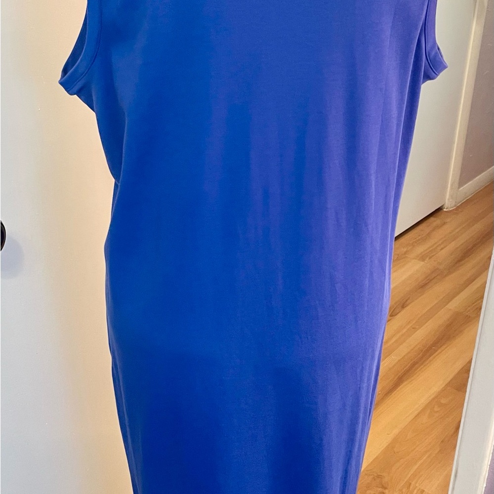 Isaac Mizrahi Blue Sleeveless Sheath Dress SZ XL NEW! Pima cotton - Picture 6 of 8